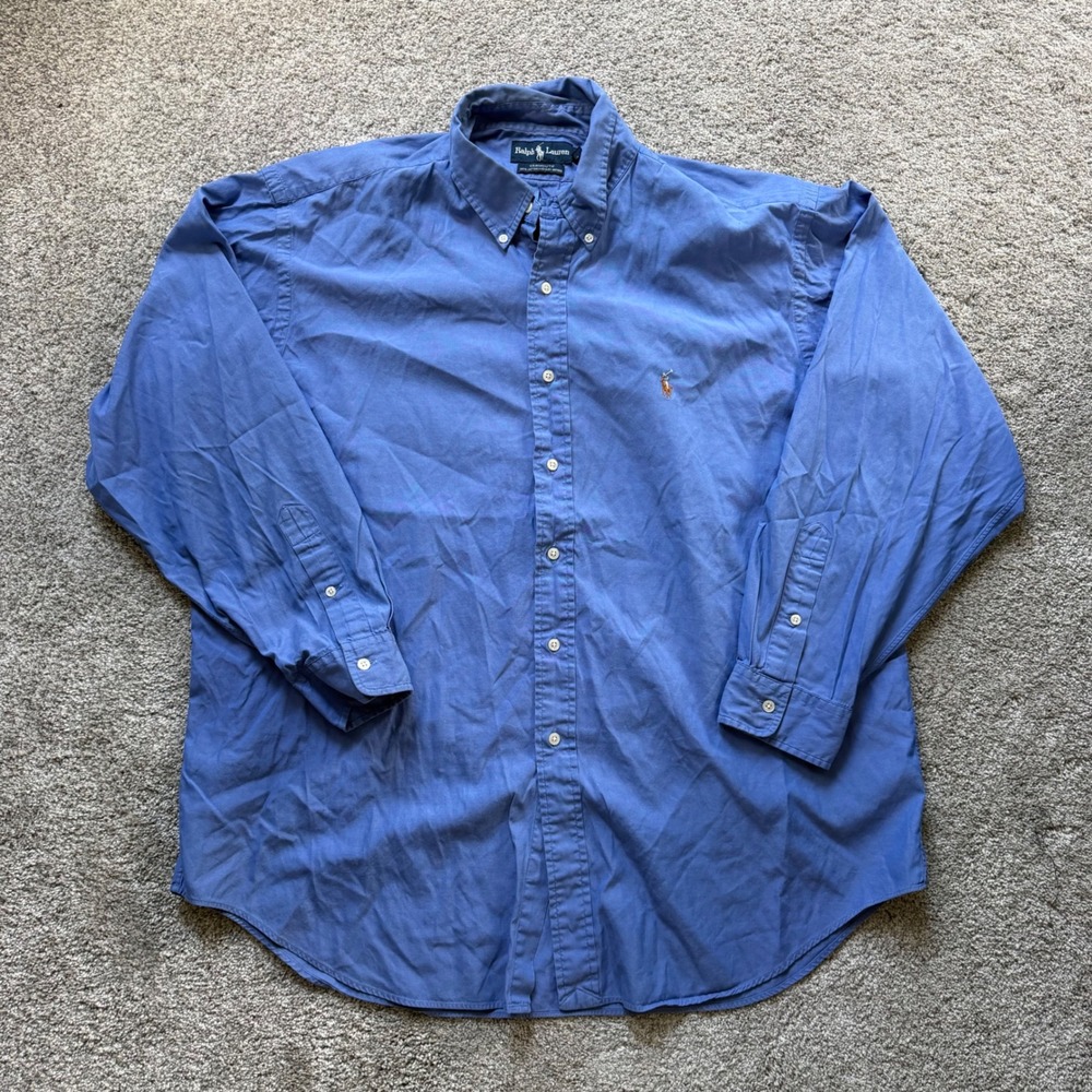 Polo Ralph Lauren Yarmouth Blue Pinpoint Oxford Shirt Mens 17.5 34/35